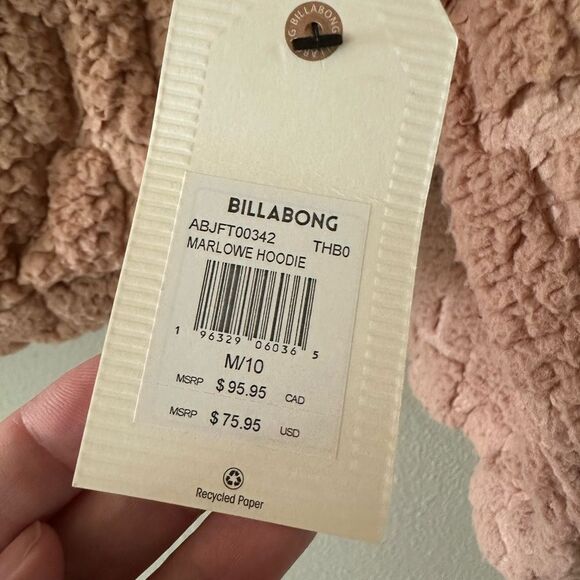 NWT Billabong Marlowe Hoodie Mauve Sherpa Fleece Teddy Full Zip Jacket Size M - Picture 7 of 11